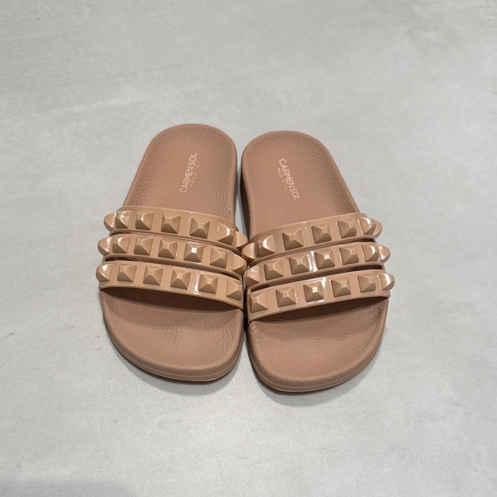 Women's Tan Slide Sandals